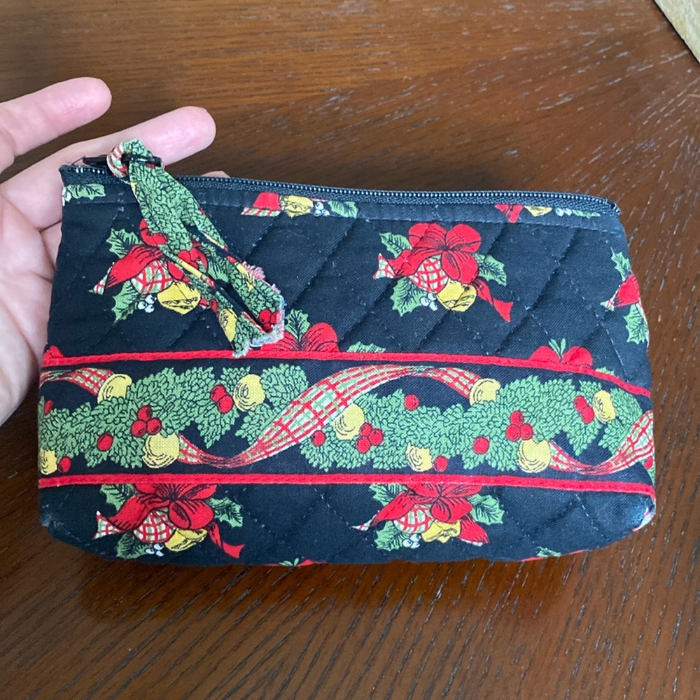 Vera Bradley Vintage 1999 Christmas Small Zipper Coin Bag Lined Cosmetic Case